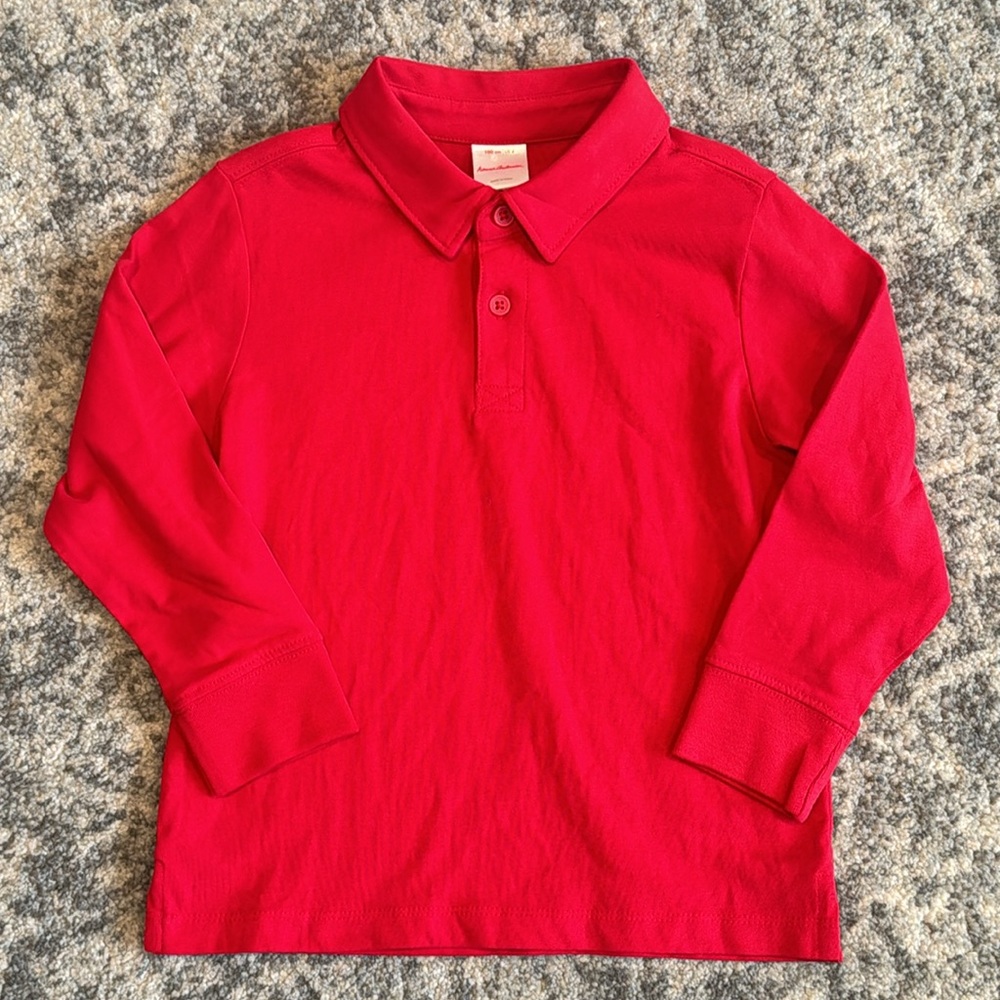 Hanna Andersson Long Sleeve Polo Shirt in Red